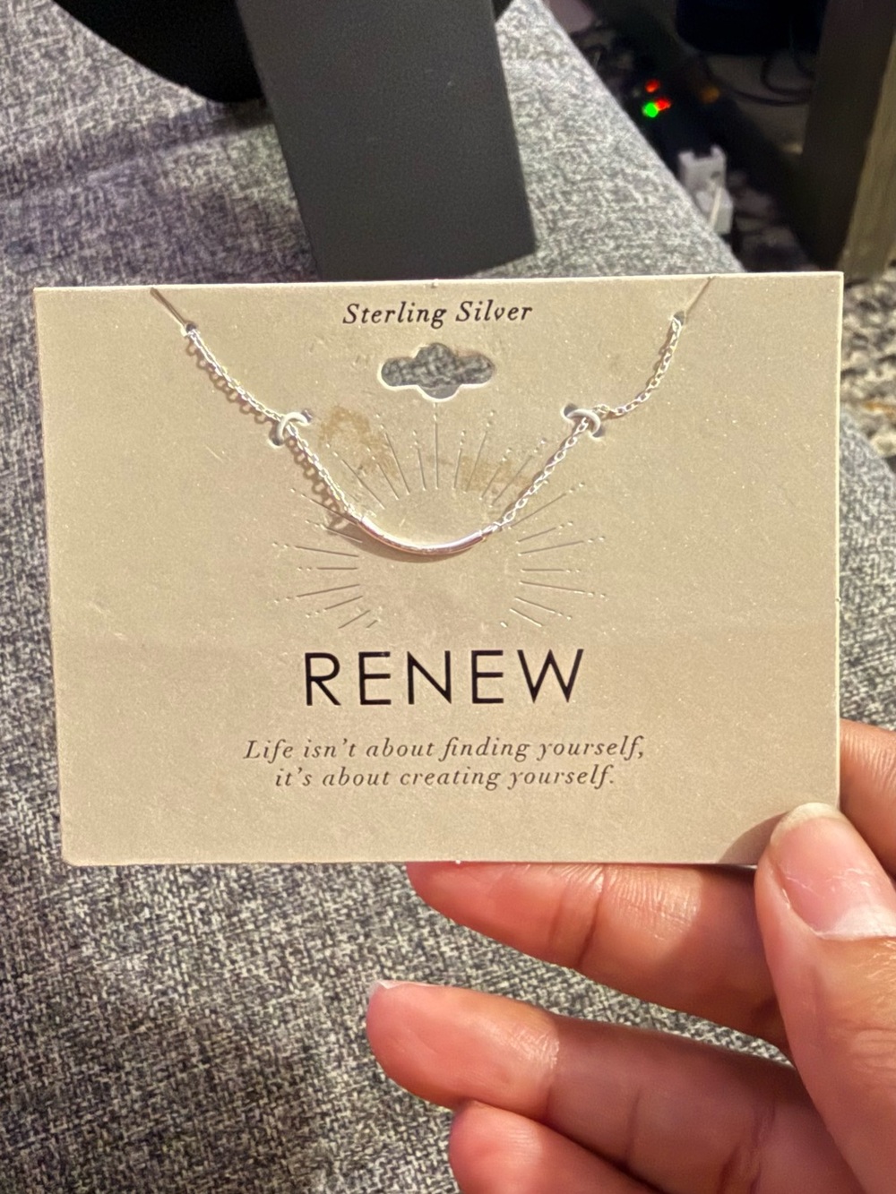 Target Sterling Silver Curved Bar Necklace - Silver